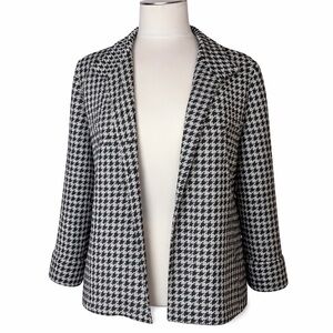 Dressbarn Houndstooth Open-Front Blazer – Black & White – Size XL